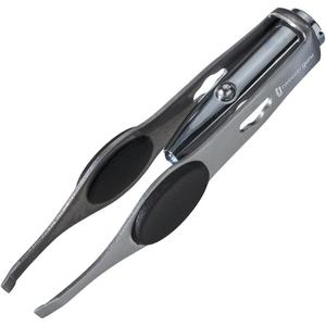 Tweezer Guru Pro Illuminating Eyebrow Tweezers for Women & Men Professional Stainless Steel Slanted Tweezers with LED Light Mirror Pouch Precision Tweezers for Brow Facial Hair Ingrown Hair Silver (Silver Tweezer + Mirror)