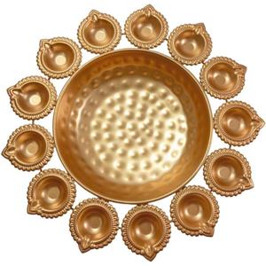 INDACORIFY Urli Bowl Diya Flower Shape Decorative Handcrafted Floating Flowers with Tea Light Candles Home Office Rooms and Table Decor Diwali Decoration Home Decor
