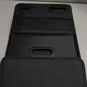 Adullama Car Storage Organizer Reinforced Dividable Leather Car Caddy Basket for Front Seat Floor Back Sturdy Frosted Handle 8 Compartments Adjustable Strap Buckles Slip-Resistant for SUV Truck Black