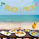 2 x Gold Glitter Beach I'M 20 Banner, Beach Surfing Surfboard Cheers to 20 Years Decor, Summer Hawaiian Luau Tropical Themed 20th Birthday Party Decorations Supplies