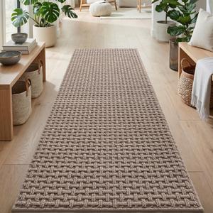 DEXI Hallway Runner Rug 24x72, Non Slip Runner Rugs Washable, Beige