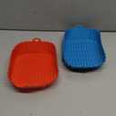 2 PCS Square Silicone Air Fryer Liners - 8 Inch Reusable Air Fryer Pot - Air Fryer Accessories - Air Fryer Inserts for 4 to 7 QT Oven Microwave Accessories (Red + Blue)