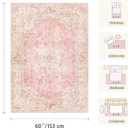 Latte&Fog Large Area Rugs 6x9, Vintage Washable Pink Rugs for Living Room, Dining Room, Girls Bedroom, Kitchen, Soft Cute Rug For Kids Nursery, Classroom, Playroom,Non Slip Low Pile Carpets For Office