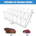 Belt Organizer, Acrylic 12 Compartments Belt Container Storage Holder, Acrylic Belt Display Storage Box, Clear Belt Display Case for Closet Tie and Bow Watch Jewelry Bracelets Ring Cosmetic