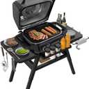 Grill Stand for Ninja Woodfire Outdoor Grills, Portable Adjustable Grill Cart Table for Ninja XSKUNSTAND OG700 OG800 OG900 OO101 Series & Stand for MO201 Artisan Pizza Oven Accessories with Shelves
