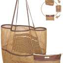 Mesh Beach Tote Bag Packable,2026 New 2-in-1 Large Lightweight Foldable Beach Bags with Multiple Pockets for Women