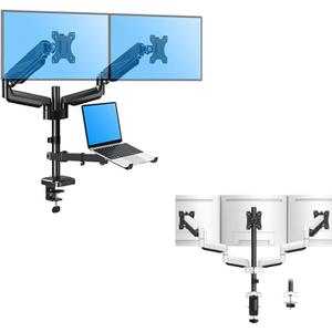 MOUNTUP Dual Monitor and Laptop Mount Bundle with Triple Monitor Arm for 75x75mm and 100x100mm VESA Bracket Computer Screens
