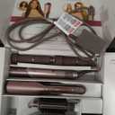 Shark FlexFusion Hair Straightener & Powerful Hair Dryer with Fusion Hair Brush, Ceramic Air Styler with Auto-Wrap Curlers & Concentrator, Ceramic Plates, Cosmic Blush HD641S