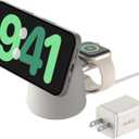 Belkin 2-in-1 Qi2 Wireless Charging Dock 15W Fast Charge iPhone Charger Compatible with iPhone 17, 16, 15, 14, and 13 Series, AirPods, and Other Qi2 Enabled Devices, Includes Power Supply - Sand