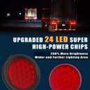 10Pcs 4 Inch Round Led Trailer Tail Lights, Red 24 LED Trailer Lights Waterproof, 4" Stop Turn Brake Led Tail Lights Sealed Flush Mount for Trucks RV Include Grommets 3-Prong Wire Plugs