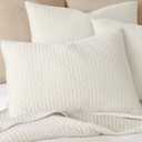 Levtex Home Cross Stitch Reversible Full/Queen Quilt Set (88x92in) with 2 Pillow Shams (26x20in) - Stitch Texture - Cream - Cotton Full/Queen Size Quilt Bedding Set - Lightweight, Soft, Pre-Washed