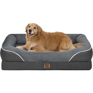 Washable Orthopedic Large Dog Bed - Removable Orthopedic Foam Dogs Beds with Bolsters Waterproof Large Dog Bed and Non-Slip Bottom Extra Large Dogs Beds Sofa (Dark Grey)