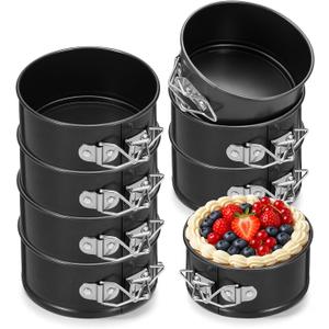 8Pcs Springform Pans Nonstick, 4.7 Inch Stainless Steel Springform Cake Pan with Removable Bottom Round Mini Cheesecake Mold for Cakes, Cheesecakes, Pizzas and Quiches, 12cm/4.72inch