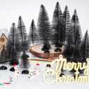 Yookat 40 Pieces Mini Christmas Trees Bottle Brush Trees Sisal Trees Mini Pine Trees with Wooden Base Bottle Brush Christmas Trees and Christmas Figures Decoration for Christmas Decoration (Black)