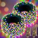 Hezbjiti 2 Pack 1000 LED 403 FT Christmas String Lights Outdoor, 8 Lighting Modes IP44 Waterproof Fairy Lights with Timer and Dimmable Function for Party Tree Decorations (Multicolor, Green Wire)