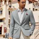Vssjavun Blazer for Men Casual Suit Jackets Lightweight Sport Coat One Button Slim Fit Suits (Gray, L)