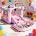 AKEYDIY Inflatable Bounce House, Fantasy Macaron Color Bounce Castle for Kids 3-10, 161" x 82" Indoor/Outdoor Bouncy House with Slide for Wedding Party Kids Birthday Party, UL Blower Included