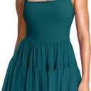 Soothfeel Tennis Dresses for Women Athletic Dress with Built in Shorts & Bra Flowy Golf Workout Dresses with Pockets Summer (X-Small, Peacock Green)