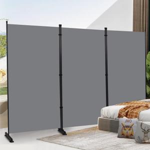 YASRKML Room Divider 6ft Dividers and Privacy Screens, Partition Screen Portable Fabric Panel, Indoor Folding for Separation, Freestanding Wall Bedroom, Grey, 3 Panel-Round Pad
