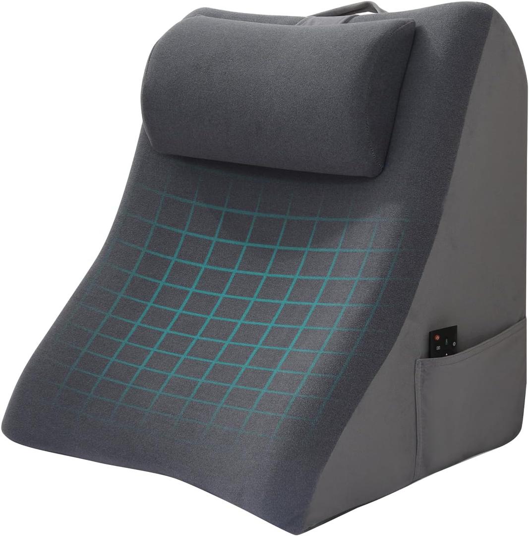 Vekkia 21 Extra-Wide Back Pillow with Adjustable Headrest  2 in 1 Ergonomic Dual-Layer Wedge Backrest for Sitting or Reclining  Adults on Bed, Sofa & Floor, for Reading, TV & Gaming, Soft Cover (Gray)