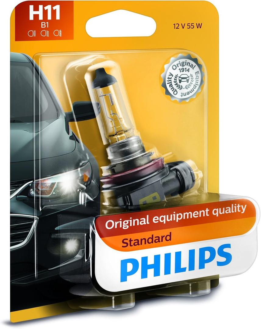 Philips 12362B1 H11 Standard Halogen Replacement Headlight Bulb, 1 Pack