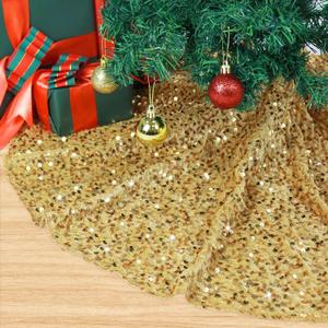 GSQQTE Gold Christmas Tree Skirt 21 Inch Sequin Tree Skirt for Small Christmas Tree Skirts Velvet Xmas Tree Skirt Golden Glitter Tree Base Skirt for Pencil Tree Ornaments Christmas Party Decorations