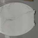Angol Shiold Elongated Wooden Toilet Seat, 18.5", White Marble