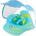 INFLATEFLY Baby Pool Float with Sun Canopy Inflatable Toddler Swimming Float with Anti-Backflip Tail Infant Pool Floaties for Ages of 6-30 Months