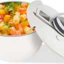 Double-Walled Stainless Steel Insulated Serving Bowl with Leak - Proof Lid - Insulated Casserole Dish - Keeps Food Warm and Cold for Hours - Perfect for Holidays, Parties, Camping - (5QT, White)