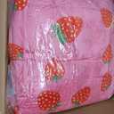Aemicion Weighted Blanket Queen Size 15 Pounds 60"x80",Soft Fluffy Fleece Sherpa Weighted Blankets for Adults, Cute Pink Strawberry Heavy Blanket Weighted as Gift Ideas for Women Teen Girls