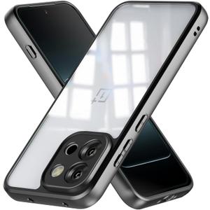 2 x Foluu Clear Case for OnePlus 13T, Hard PC Back & Soft TPU Bumper [Not Yellowing] Shockproof Protective Phone Case Slim Fit Thin Cover for OnePlus 13T 2025 (Black+Clear)