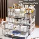 Clear Makeup Organizer with 3 Drawers, Bathroom Organizer and Storage, Ideal for Desk and Dresser Vanity Countertop, Great for Cosmetics, Skincare, Perfume,Toiletry