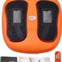 Power Legs Electric Foot Massager Machine with Remote Control, Adjustable Speed, Vibration - Calf Massager - Feet Massager for Neuropathy Pain Relief, Plantar Fasciitis, Leg Blood Circulation (Orange) (Black With Heat and Vibration)