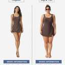 Aleumdr One Piece Swimdress Swimsuit for Women Tummy Control Split Swim Dress Skirt Bathing Suit with Pockets (Brown, M)