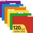 Colored File Folders Letter Size, 120 Pack 6 Colors Bright Folders 1/3 Cut Tabs, Assorted Pastel Color Office School Buiness Folders for Filing Organization, Paper File Folder Bulk Set
