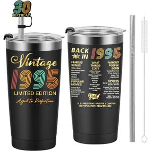 1995 30th Birthday Gift for Women and Men - 30th Gifts for Parents - 30th Class Reunion - Mom Dad Wife Husband Grandpa Grandma Present - 20oz Tumbler Cup Black