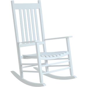 Outsunny Outdoor Rocking Chair, Patio Rocking Chair with Smooth Curves, High Density Wooden Rockers for Lawn Garden Porch, Supports Up to 350lbs, White (1 Pack)