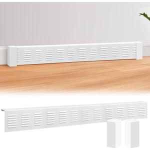 5 Ft Baseboard Heater Cover with Left and Right End Caps White Baseboard Radiator Covers for Bathroom Hydronic System
