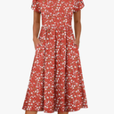 ANRABESS Women's Summer Short Sleeve A-Line Midi Dresses Casual Floral T-Shirt Dresses Flowy Beach Sundress with Pockets, Size Medium
