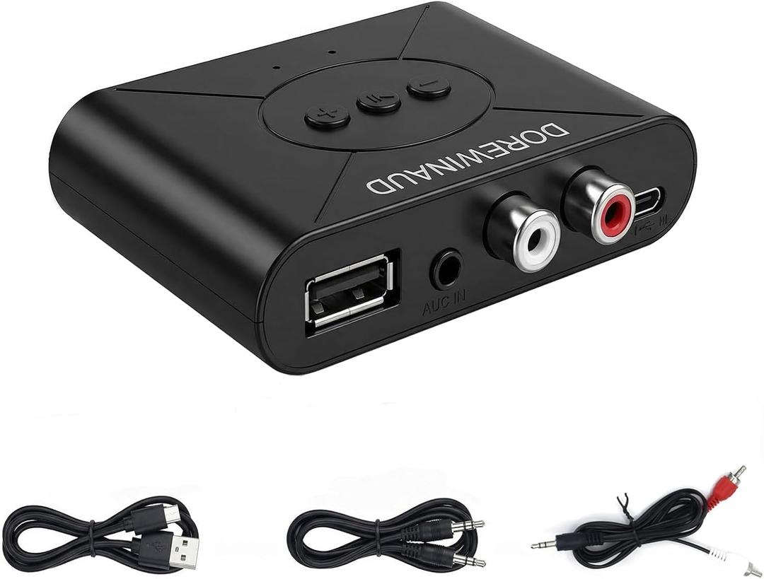 Bluetooth 5.3 Audio Receiver, Wireless Audio Receiver RCA Adapter for Stereo, USB Flash Drive/NFC One Key Connect/Car Speakers/Wireless Headphones Receiving Mode for Bluetooth Devices