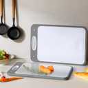 2 in 1 Stainless Steel Cutting Board with Handle Chopping Extra Large Tablas Para Picar Cocina Tabua Madeira Corte Carne Alimentos Cortar Juego Regalos Cumpleaos Navidad Mujer Mama Abuela Hombre Papa (Gray)