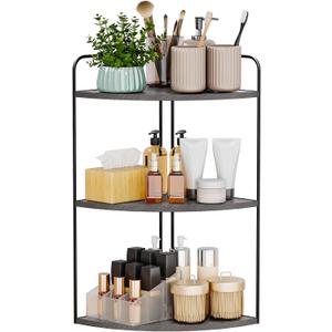 Forest Angle Bathroom Counter Organizer,Countertop Organizer,Vanity Organizers,Bathroom Storage,Bathroom Sink Caddy,Counter Shelf,Corner Counter,Corner Shelves(Black-Grey)