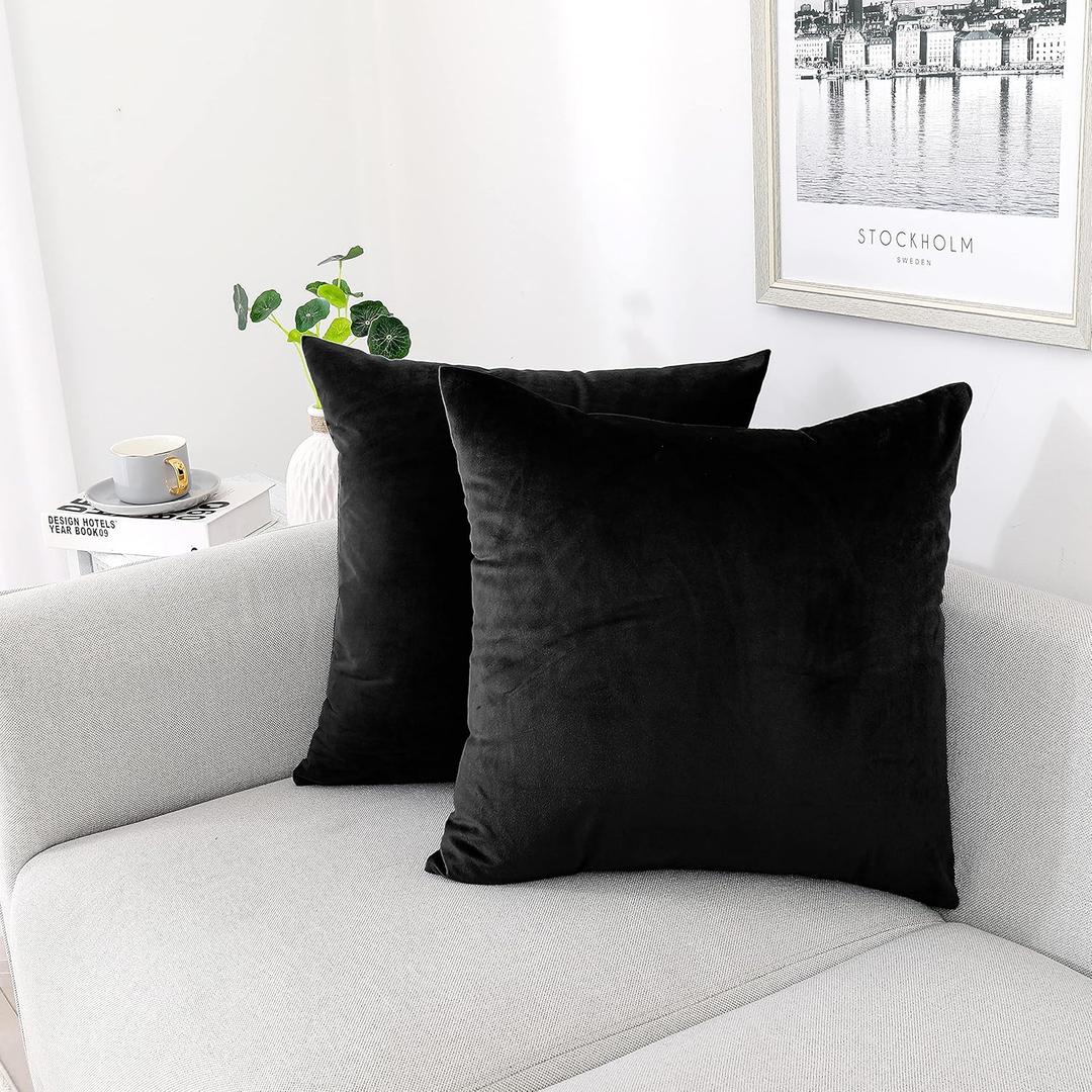 Black Cushions, 2 Pack