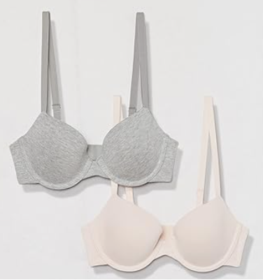 Amazon Essentials Women's Demi Cup Cotton Bra, Pack of 2, 36D