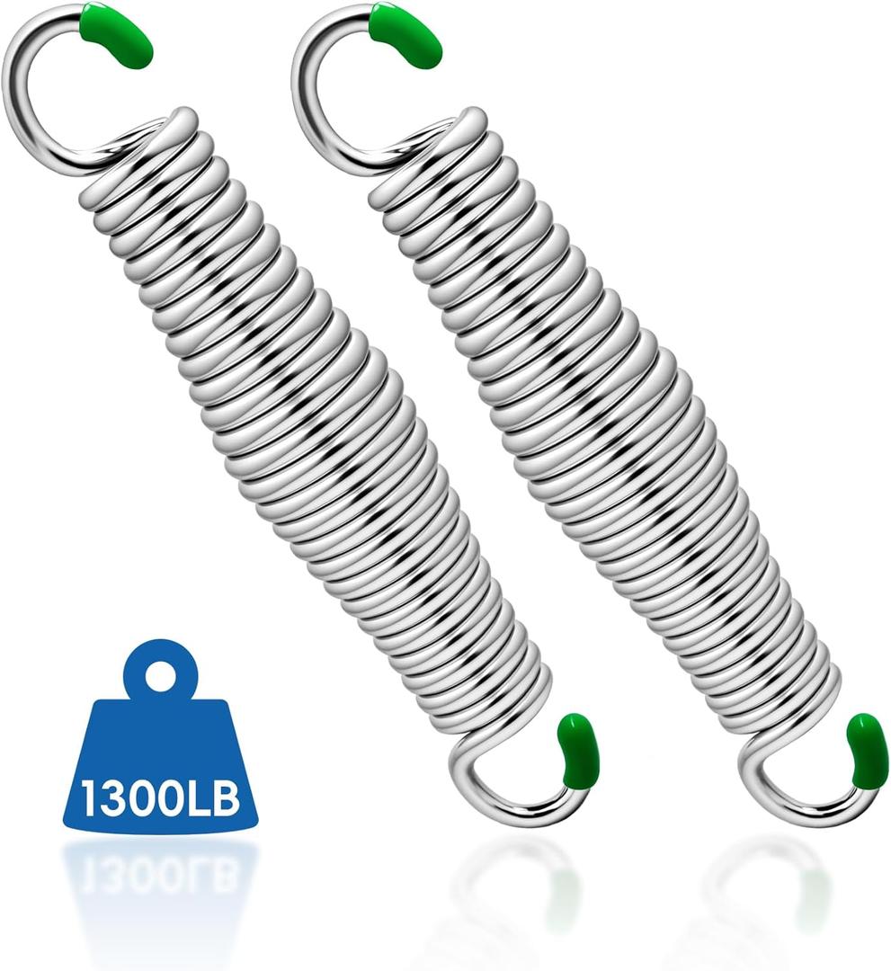 2Pack Premium Porch Swing Springs,1300lb Heavy Duty Springs, Rust Resistant Swing Springs, Spring for Swing Hammock Hanging Chair Spring for Hammock Spring,Porch Swings (Silver)