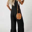 Dokotoo Women's Lace Casual Overalls Summer Jumpsuit Loose Baggy Wide Leg Ruffle Pants Rompers with Pockets (Black, XL)