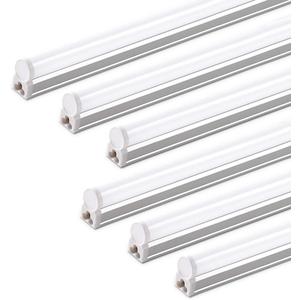 Barrina (6 Pack LED T5 Integrated Single Fixture, 4FT, 2200lm, 6500K Super Bright White, 20W Utility LED Shop Light, Ceiling and Under Cabinet Light, Corded Electric with ON/Off Switch, ETL Listed (4 Feet, 6500k Super Birght Light)