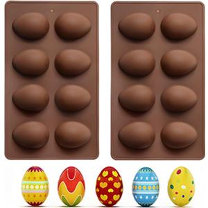 EchoDone Egg Shape Soap Mold Non Stick Silicone Half Egg Mold for Soap Making, Truffles Chocolate, Candy, Jelly, Desserts, Ice Tray Backing Set Cake Mould 2 Packs