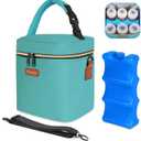 Breastmilk Cooler Bag with Ice Pack, Mancro Insulated Baby Bottle Tote Bag Fits up to 6 Bottles of up to 9 Ounces, Baby Bottle Bag for Nursing Mothers, Green