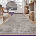 DEXI Abstract Hallway Runner Rug Non Slip Washable 2'4''x7', Grey Brown | Low Pile 7ft Runners Rugs, Stain Resistant, Thin Floor Mat for Entryway, Bedroom, Kitchen and Laundry Room, Modern Home Decor
